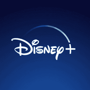 Disney+ logo on a dark blue background, streaming entertainment platform.